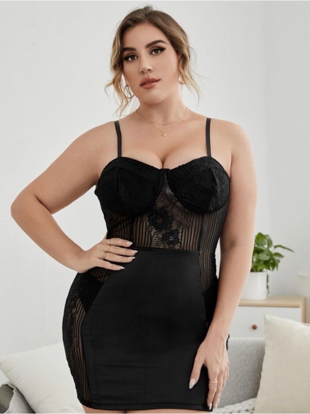 Black Lace Bodyslip Chemise - Women Intimates & Sleepwear
